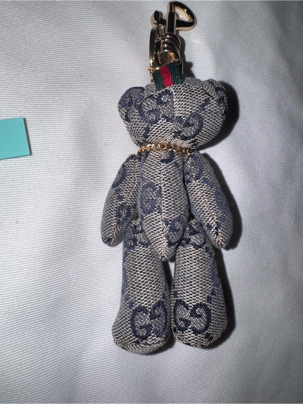 Gucci Navy & Beige Teddy Bear Keychain - Designer Charm - Picture 4 of 8